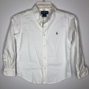 Ralph Lauren Shirt Boys White Long Sleeve Size 7